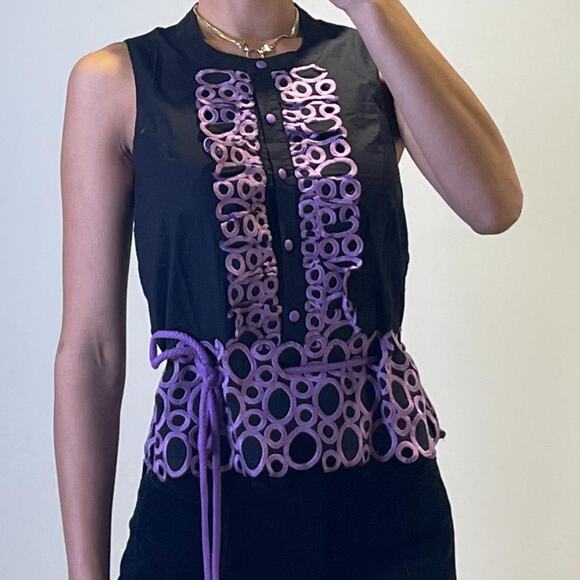 Black and Purple Embroidered Top - Picture 1 of 5